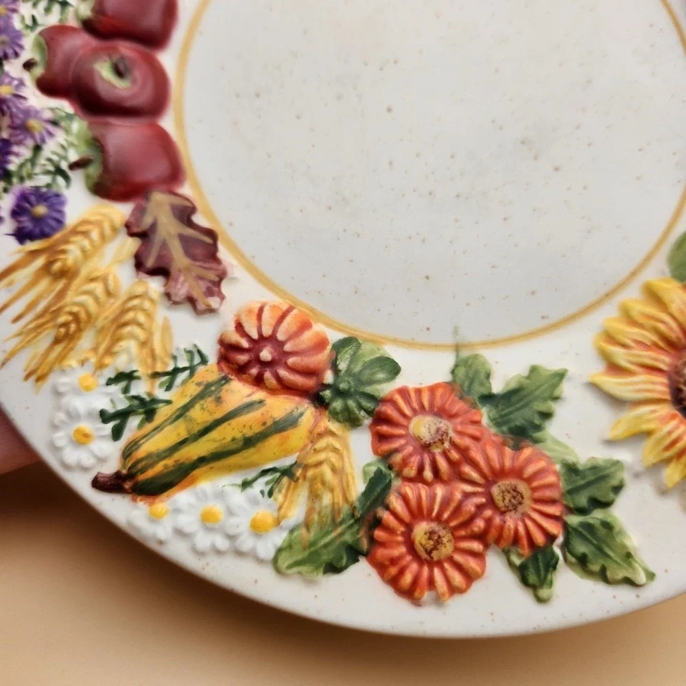 Yankee Candle Large Jar Plate Harvest Fall Thanksgiving Pumpkin Sunflower Corn